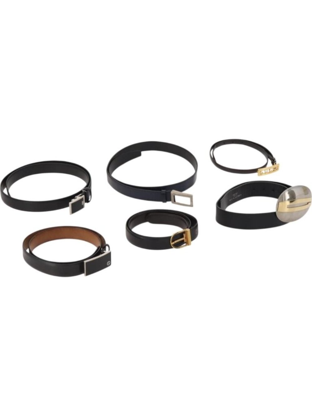 GUCCI LANVIN COLLECTION PRADA Belt Leather 6 Set Black Dark Brown